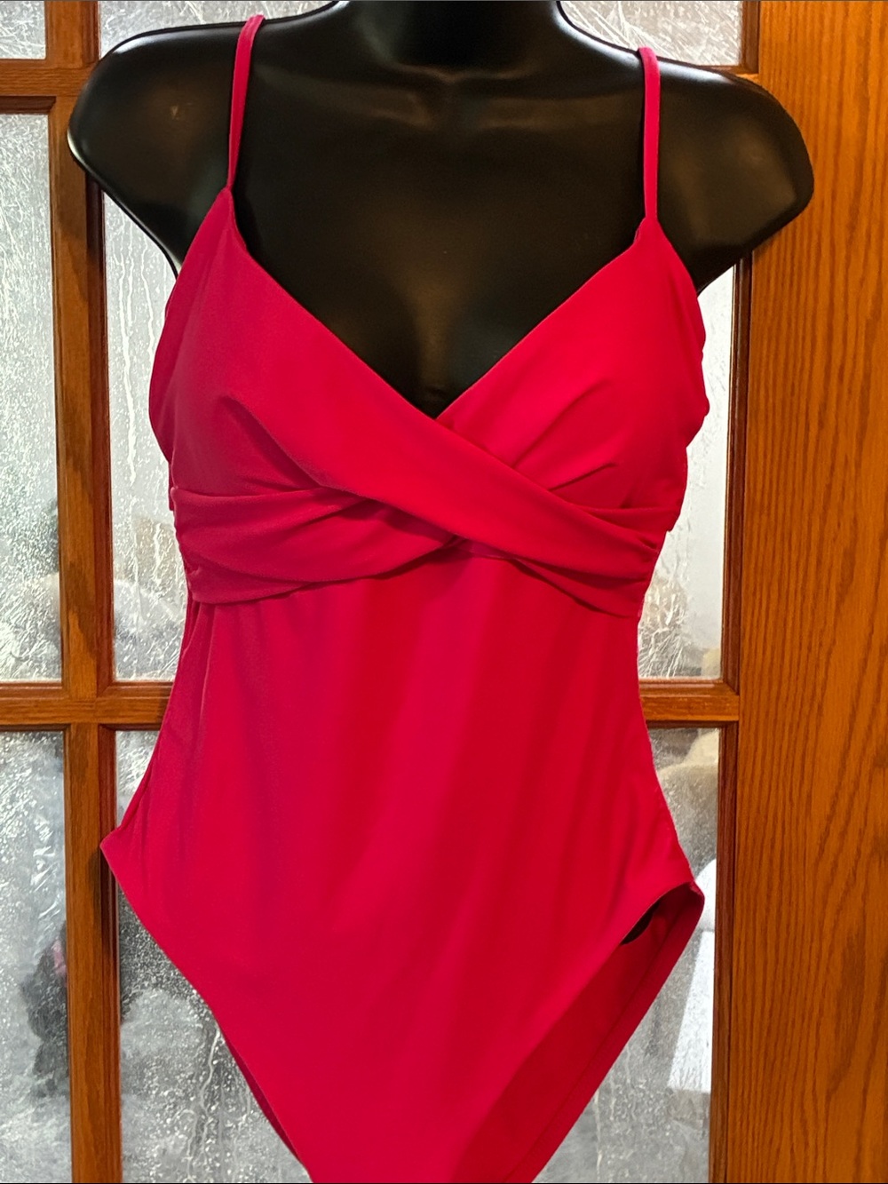 Time and Tru Bright Fuchsia Twist-Front One-Piece Swimsuit